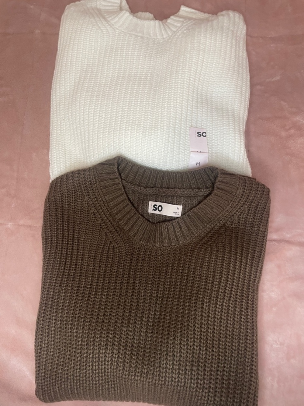 SO Men's Crewneck Sweater Duo in Cream and Brown